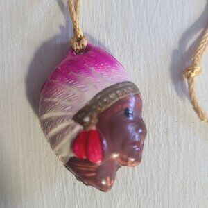 Native American Indian Vintage 1960's Headdress Hanging Ornament